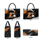 Personalized Giants Football Leather Bag Easter Egg Pattern Orange Monochrome Tribal Dot Style