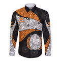 Personalized Giants Football Long Sleeve Button Shirt Easter Egg Pattern Orange Monochrome Tribal Dot Style
