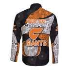 Personalized Giants Football Long Sleeve Button Shirt Easter Egg Pattern Orange Monochrome Tribal Dot Style