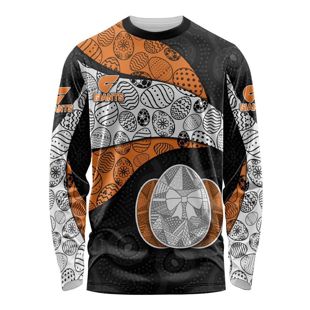 Personalized Giants Football Long Sleeve Shirt Easter Egg Pattern Orange Monochrome Tribal Dot Style