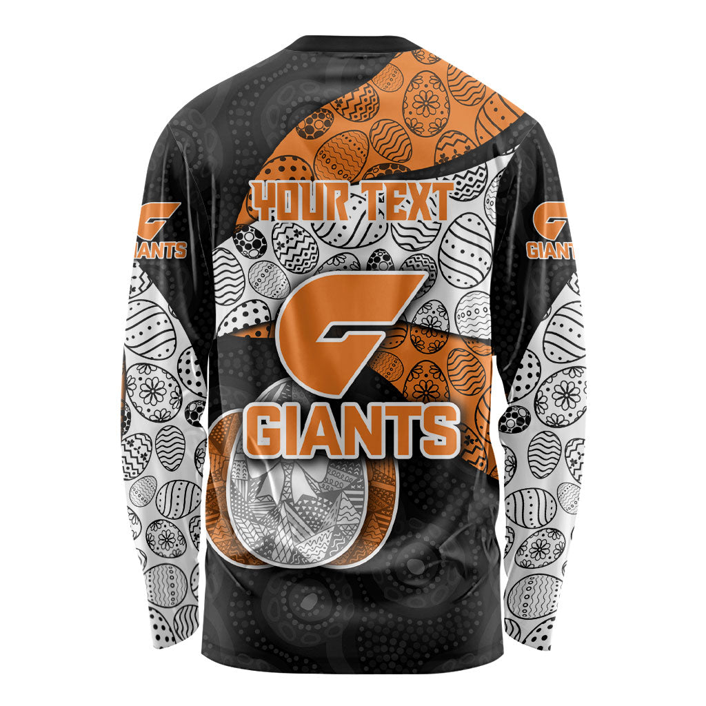 Personalized Giants Football Long Sleeve Shirt Easter Egg Pattern Orange Monochrome Tribal Dot Style