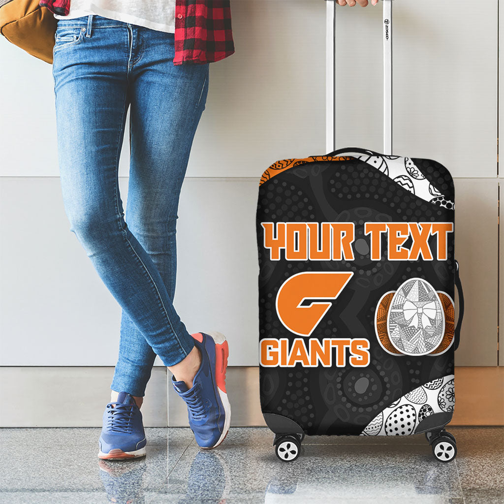 Personalized Giants Football Luggage Cover Easter Egg Pattern Orange Monochrome Tribal Dot Style