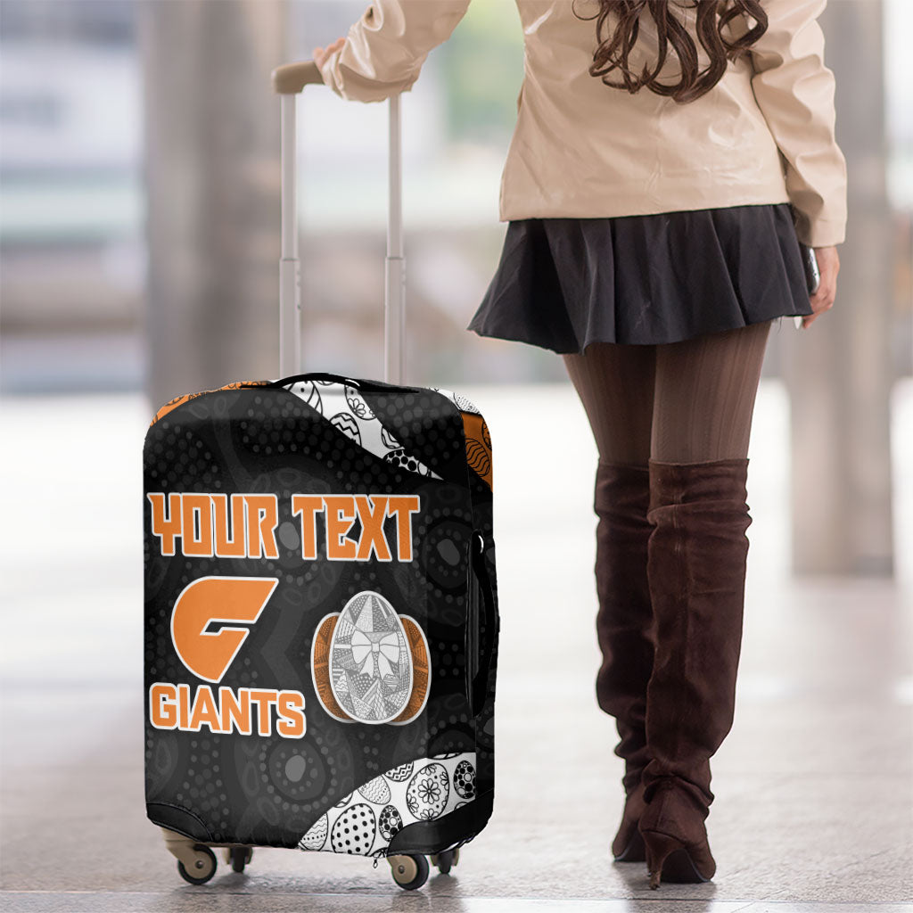 Personalized Giants Football Luggage Cover Easter Egg Pattern Orange Monochrome Tribal Dot Style