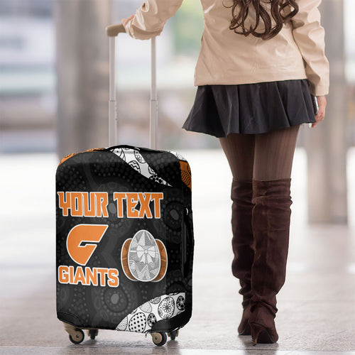Personalized Giants Football Luggage Cover Easter Egg Pattern Orange Monochrome Tribal Dot Style