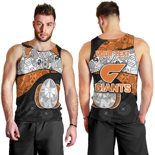 Personalized Giants Football Men Tank Top Easter Egg Pattern Orange Monochrome Tribal Dot Style
