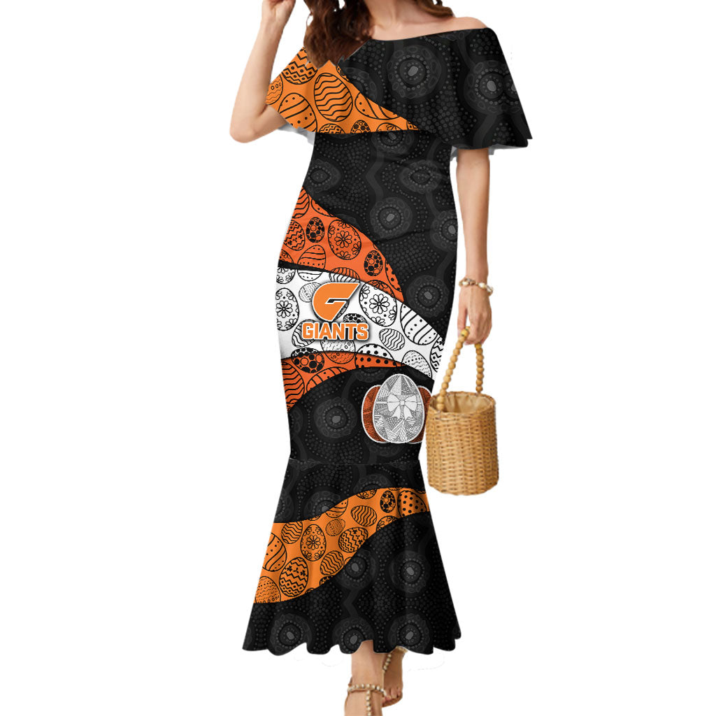 Personalized Giants Football Mermaid Dress Easter Egg Pattern Orange Monochrome Tribal Dot Style