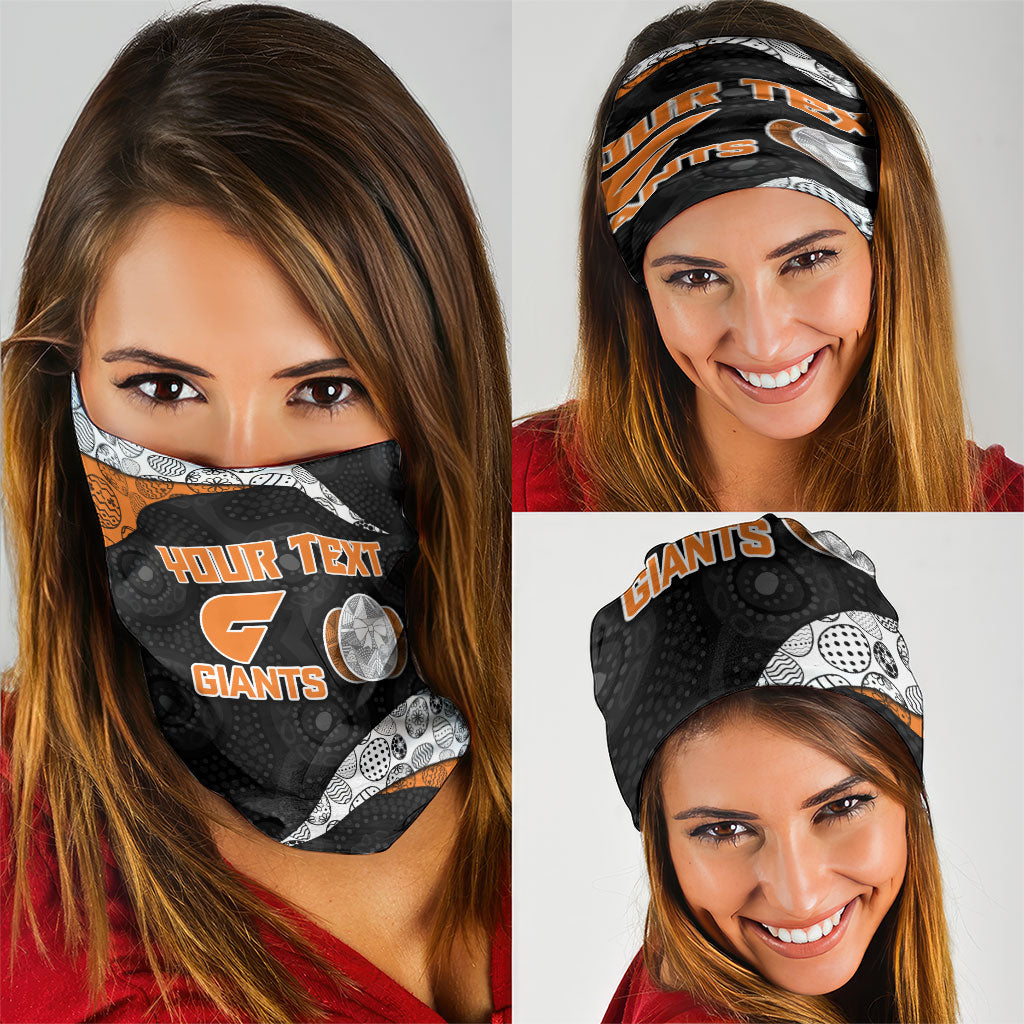 Personalized Giants Football Neck Gaiter Easter Egg Pattern Orange Monochrome Tribal Dot Style