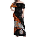 Personalized Giants Football Off Shoulder Maxi Dress Easter Egg Pattern Orange Monochrome Tribal Dot Style