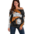 Personalized Giants Football Off Shoulder Sweater Easter Egg Pattern Orange Monochrome Tribal Dot Style