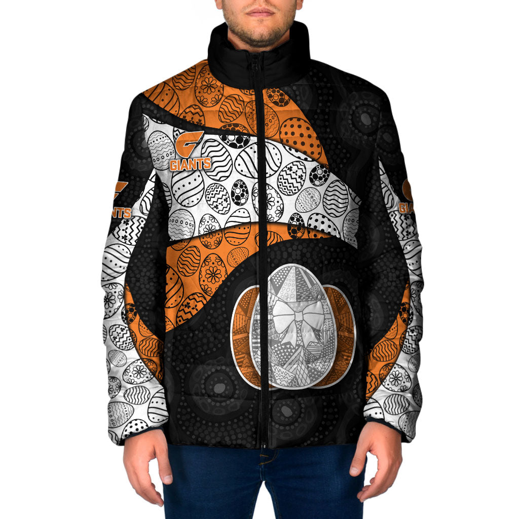 Personalized Giants Football Padded Jacket Easter Egg Pattern Orange Monochrome Tribal Dot Style