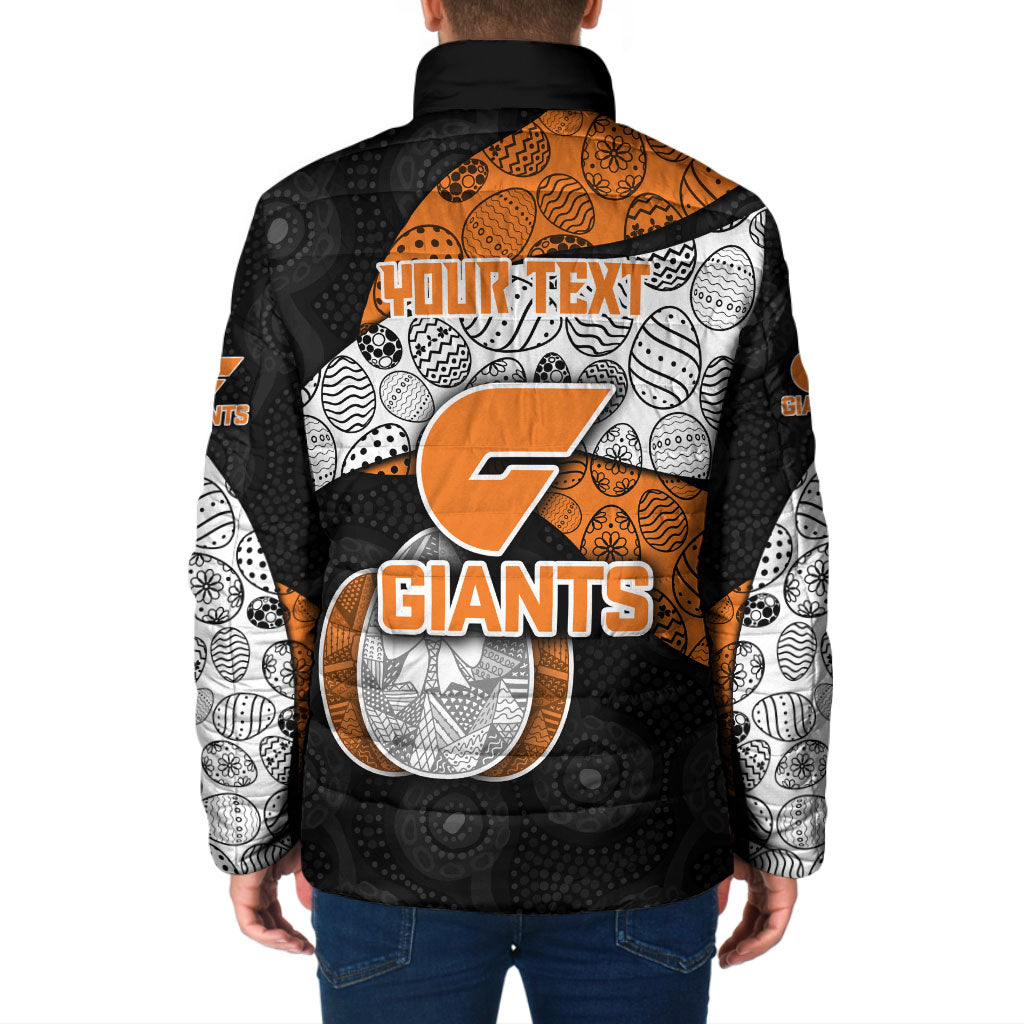Personalized Giants Football Padded Jacket Easter Egg Pattern Orange Monochrome Tribal Dot Style