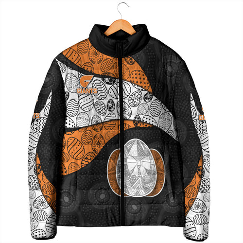 Personalized Giants Football Padded Jacket Easter Egg Pattern Orange Monochrome Tribal Dot Style