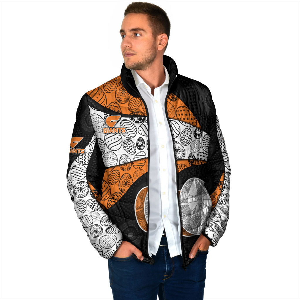 Personalized Giants Football Padded Jacket Easter Egg Pattern Orange Monochrome Tribal Dot Style