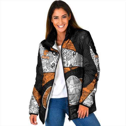 Personalized Giants Football Padded Jacket Easter Egg Pattern Orange Monochrome Tribal Dot Style