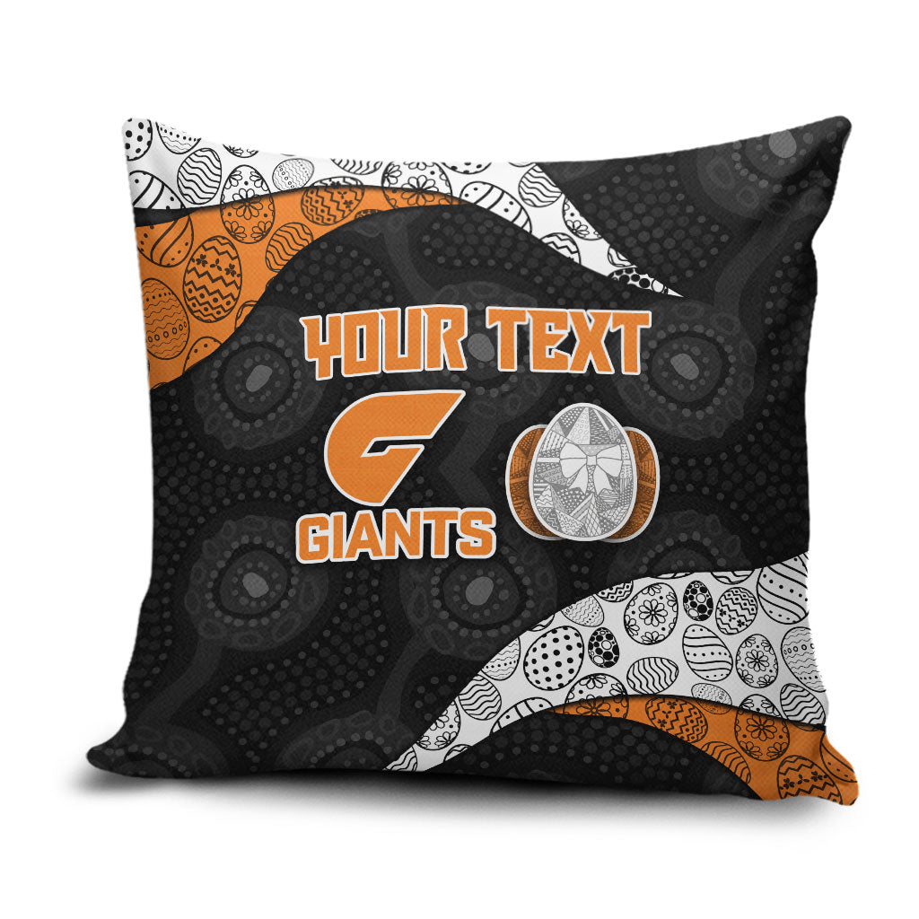 Personalized Giants Football Pillow Cover Easter Egg Pattern Orange Monochrome Tribal Dot Style