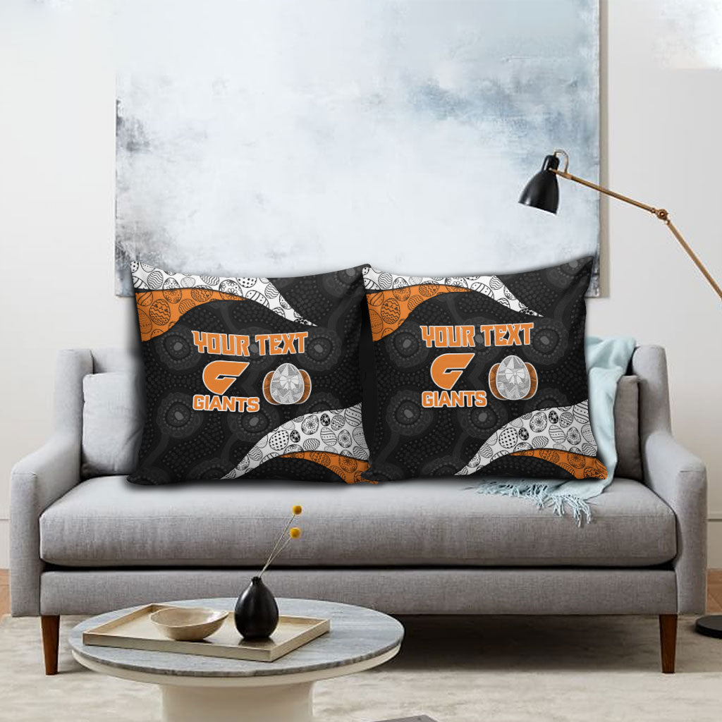 Personalized Giants Football Pillow Cover Easter Egg Pattern Orange Monochrome Tribal Dot Style