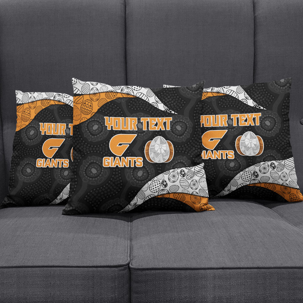 Personalized Giants Football Pillow Cover Easter Egg Pattern Orange Monochrome Tribal Dot Style