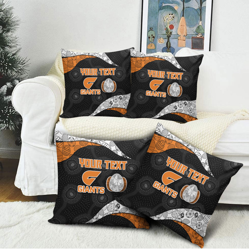 Personalized Giants Football Pillow Cover Easter Egg Pattern Orange Monochrome Tribal Dot Style