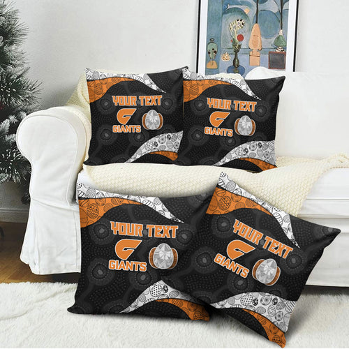 Personalized Giants Football Pillow Cover Easter Egg Pattern Orange Monochrome Tribal Dot Style
