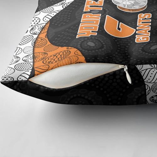 Personalized Giants Football Pillow Cover Easter Egg Pattern Orange Monochrome Tribal Dot Style
