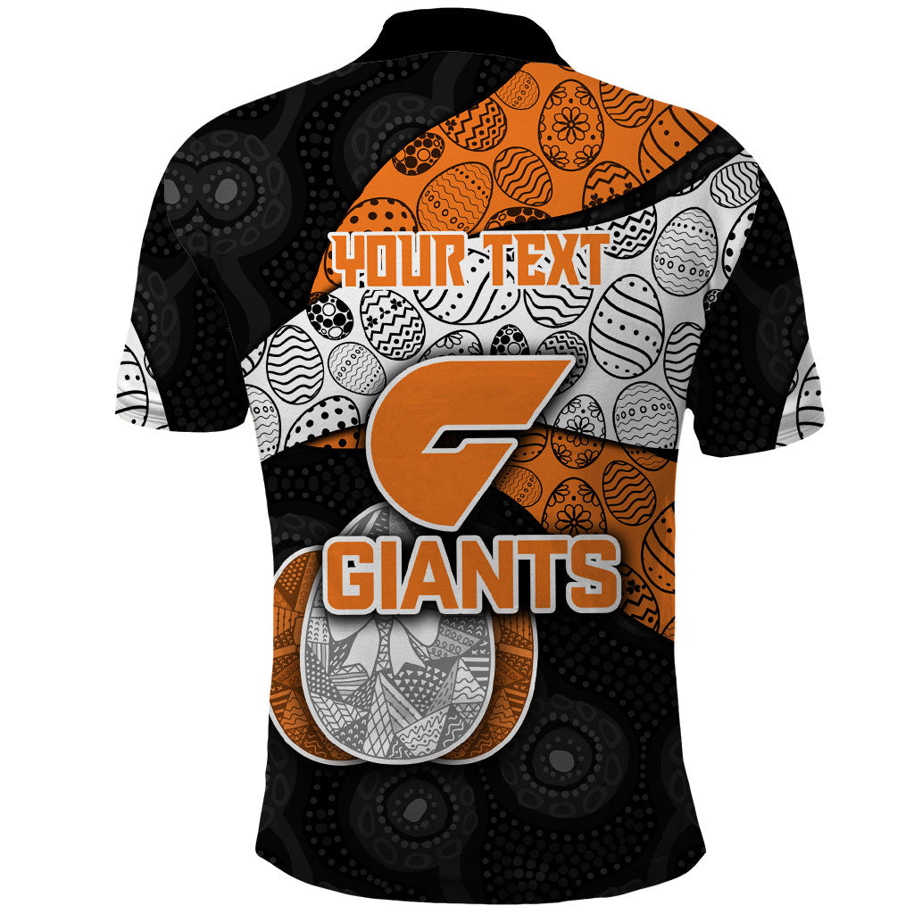Personalized Giants Football Polo Shirt Easter Egg Pattern Orange Monochrome Tribal Dot Style