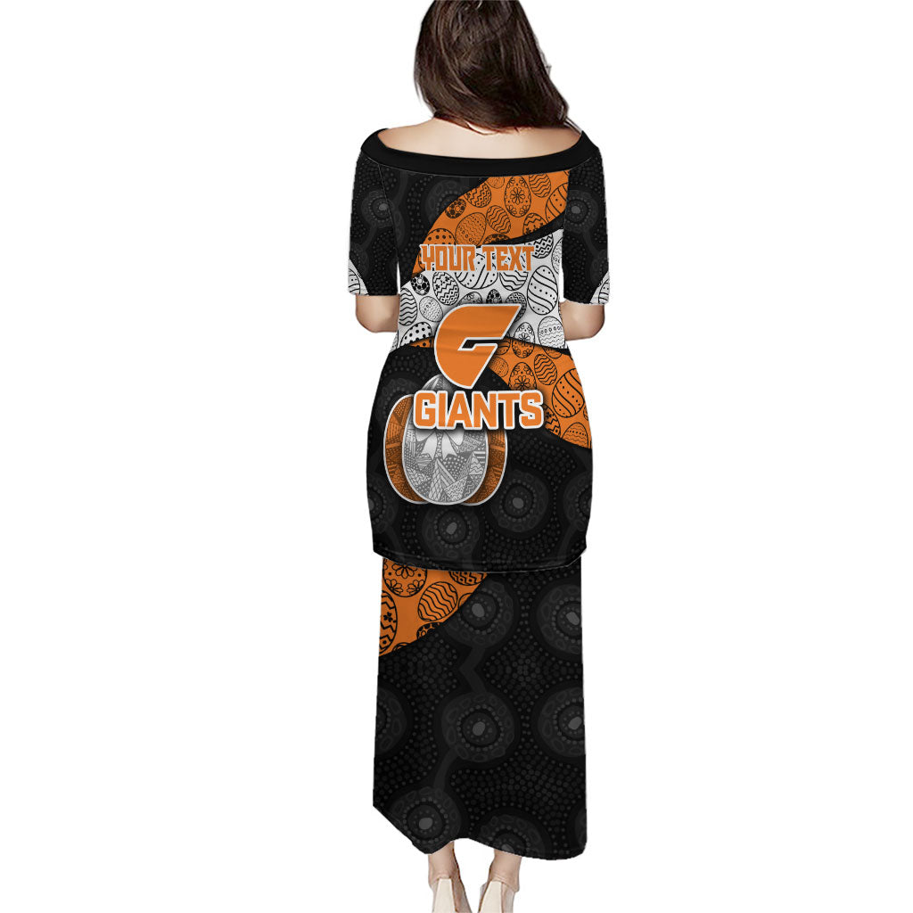 Personalized Giants Football Puletasi Easter Egg Pattern Orange Monochrome Tribal Dot Style