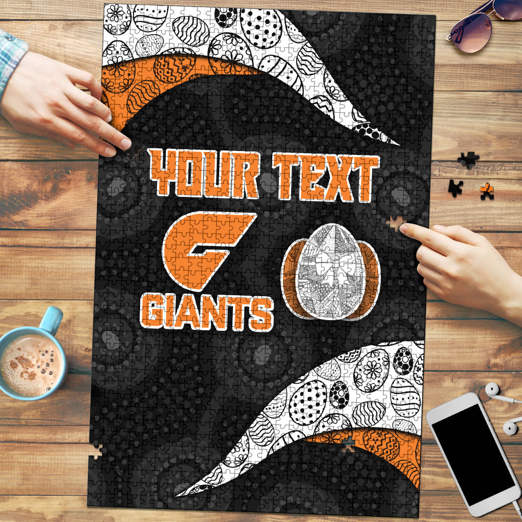 Personalized Giants Football Puzzle Easter Egg Pattern Orange Monochrome Tribal Dot Style