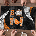 Personalized Giants Football Puzzle Easter Egg Pattern Orange Monochrome Tribal Dot Style