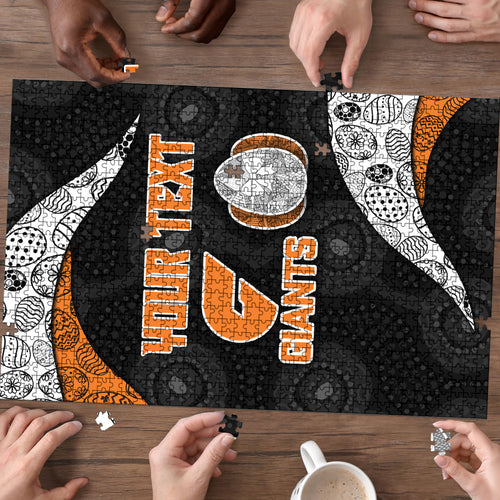 Personalized Giants Football Puzzle Easter Egg Pattern Orange Monochrome Tribal Dot Style