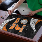 Personalized Giants Football Puzzle Easter Egg Pattern Orange Monochrome Tribal Dot Style
