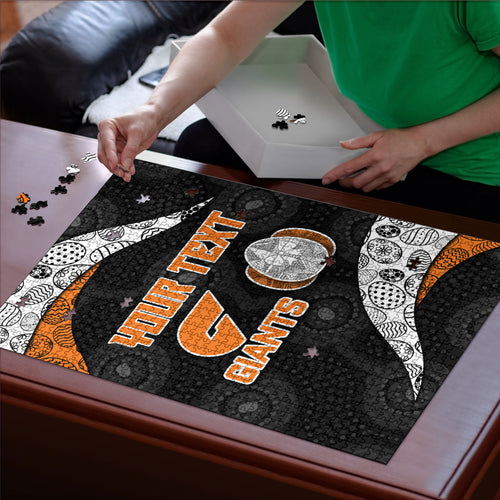 Personalized Giants Football Puzzle Easter Egg Pattern Orange Monochrome Tribal Dot Style