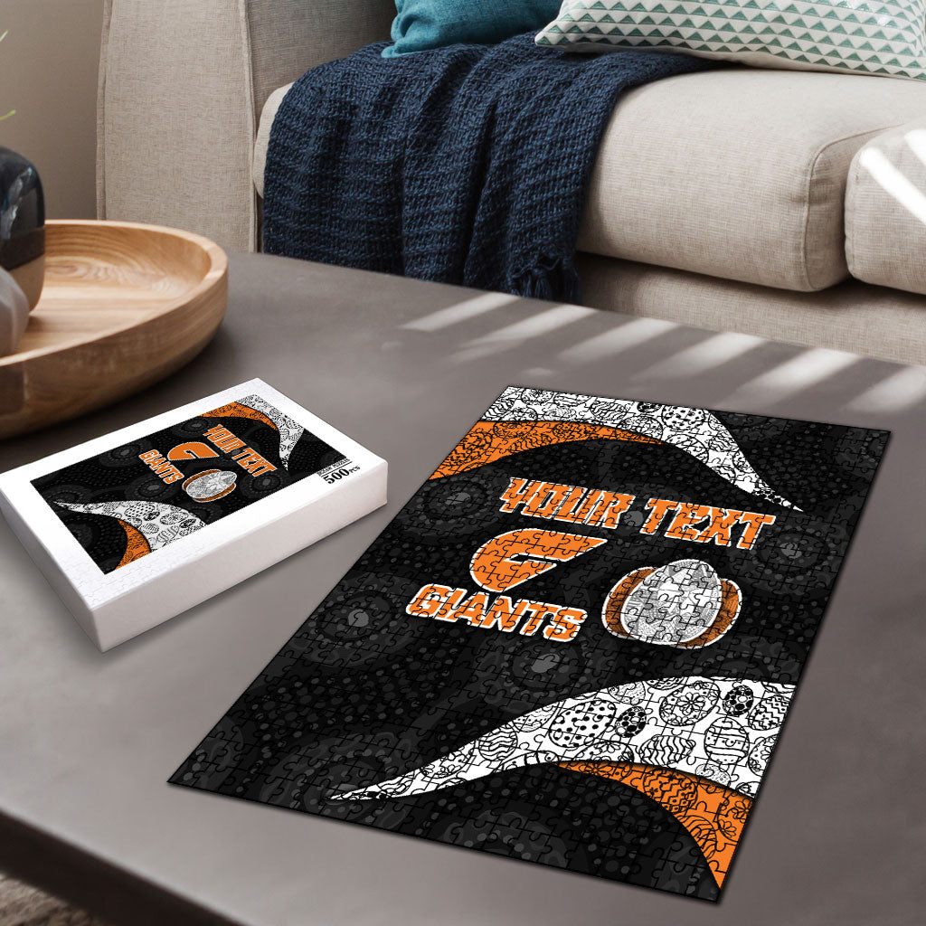 Personalized Giants Football Puzzle Easter Egg Pattern Orange Monochrome Tribal Dot Style