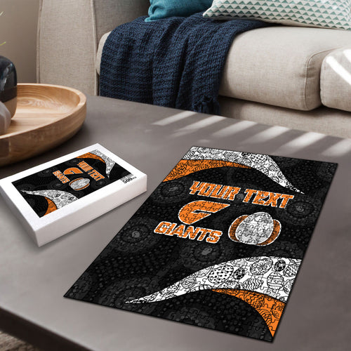 Personalized Giants Football Puzzle Easter Egg Pattern Orange Monochrome Tribal Dot Style