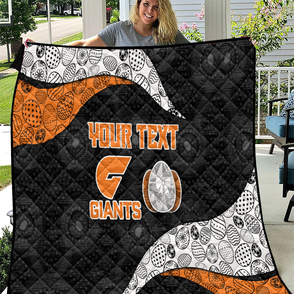 Personalized Giants Football Quilt Easter Egg Pattern Orange Monochrome Tribal Dot Style
