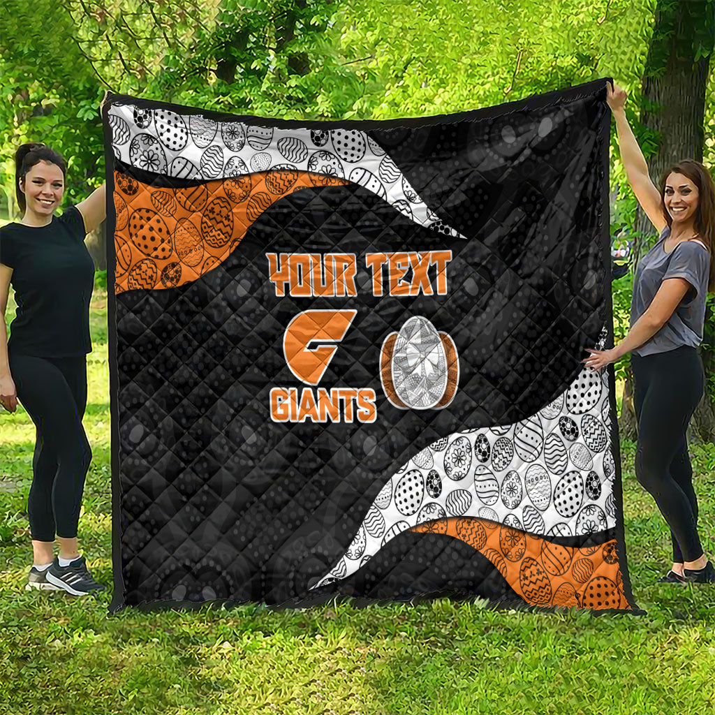Personalized Giants Football Quilt Easter Egg Pattern Orange Monochrome Tribal Dot Style
