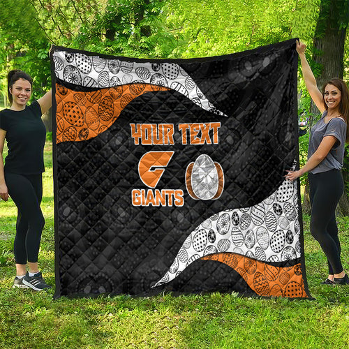 Personalized Giants Football Quilt Easter Egg Pattern Orange Monochrome Tribal Dot Style