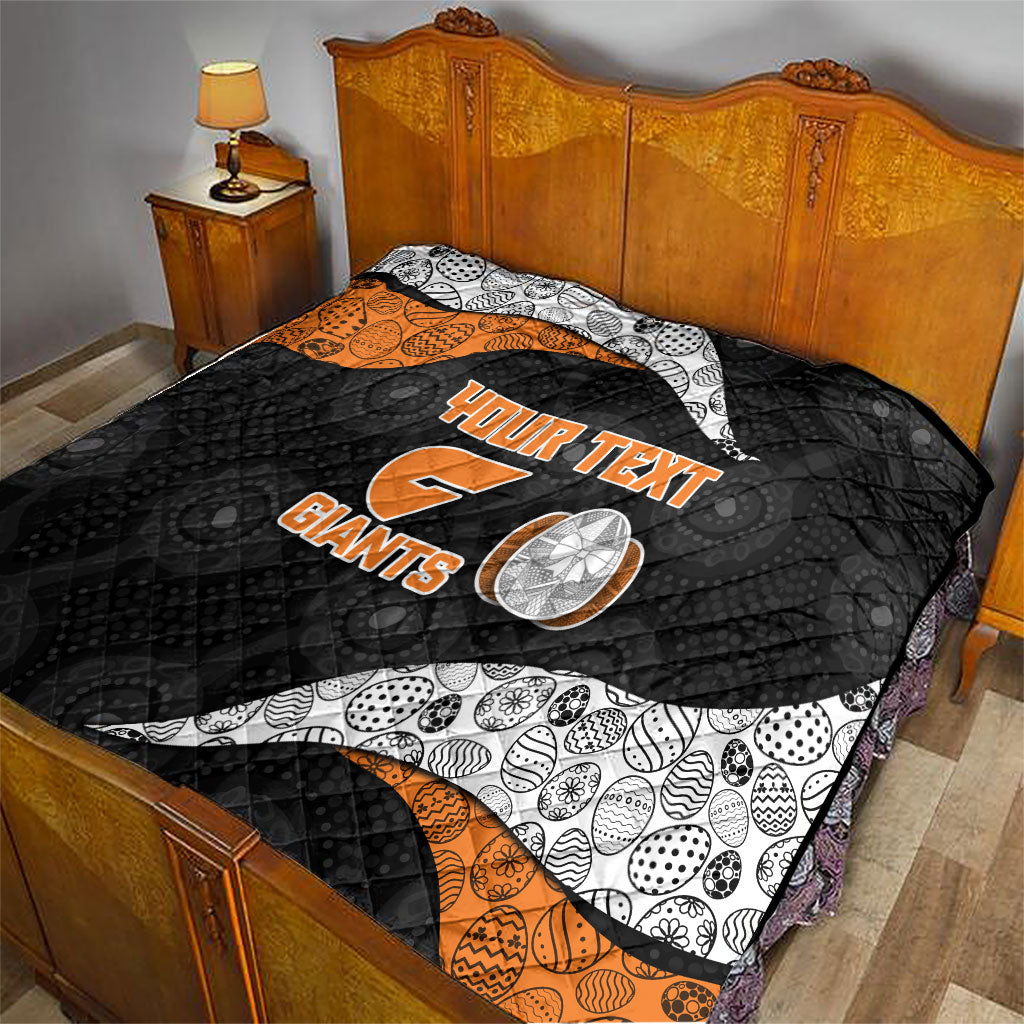Personalized Giants Football Quilt Easter Egg Pattern Orange Monochrome Tribal Dot Style