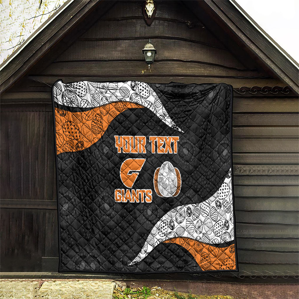 Personalized Giants Football Quilt Easter Egg Pattern Orange Monochrome Tribal Dot Style