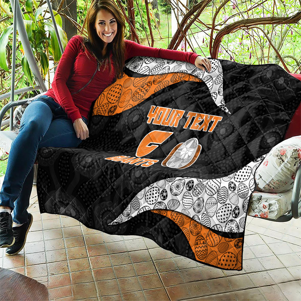 Personalized Giants Football Quilt Easter Egg Pattern Orange Monochrome Tribal Dot Style
