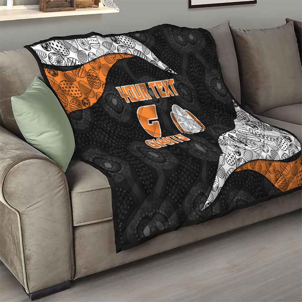 Personalized Giants Football Quilt Easter Egg Pattern Orange Monochrome Tribal Dot Style