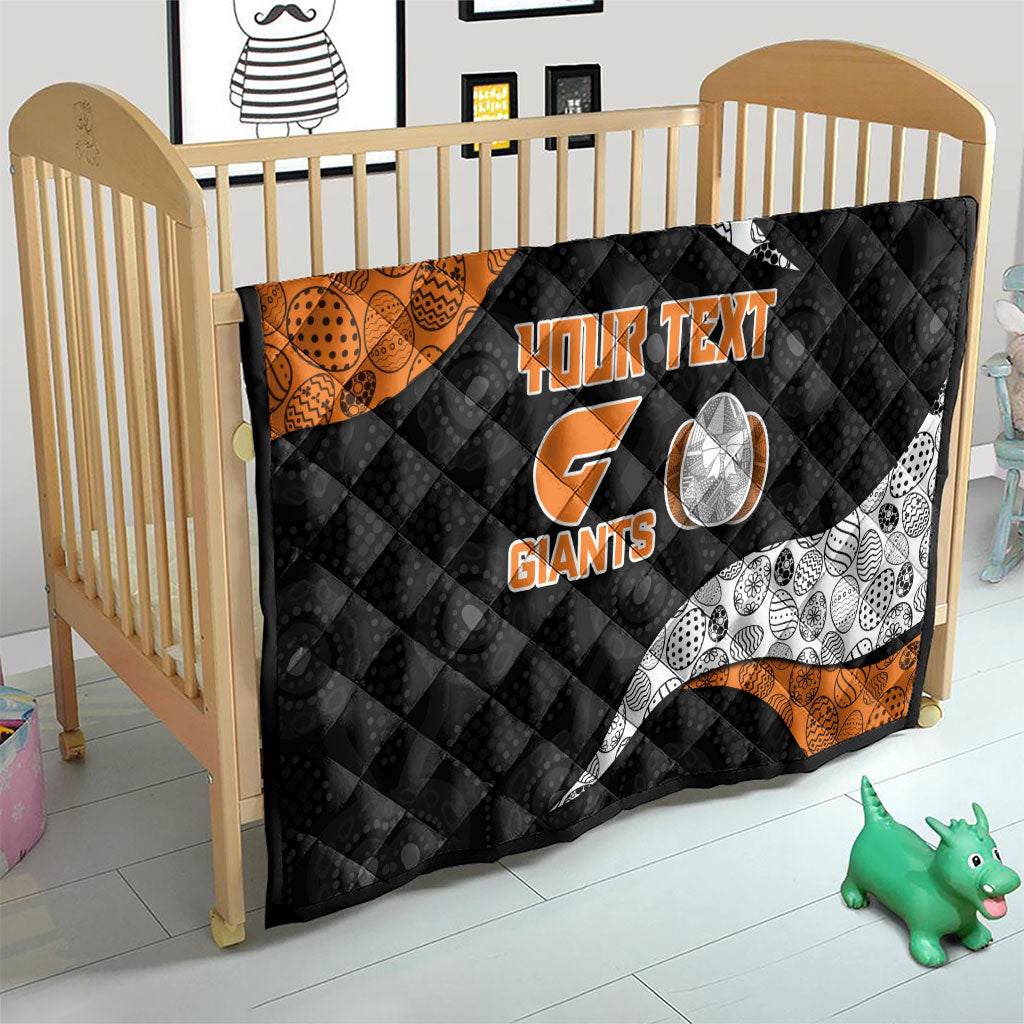Personalized Giants Football Quilt Easter Egg Pattern Orange Monochrome Tribal Dot Style