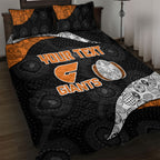 Personalized Giants Football Quilt Bed Set Easter Egg Pattern Orange Monochrome Tribal Dot Style