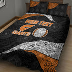 Personalized Giants Football Quilt Bed Set Easter Egg Pattern Orange Monochrome Tribal Dot Style