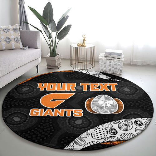 Personalized Giants Football Round Carpet Easter Egg Pattern Orange Monochrome Tribal Dot Style