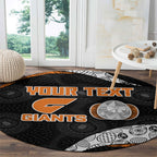 Personalized Giants Football Round Carpet Easter Egg Pattern Orange Monochrome Tribal Dot Style