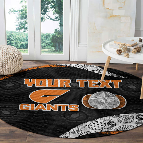 Personalized Giants Football Round Carpet Easter Egg Pattern Orange Monochrome Tribal Dot Style