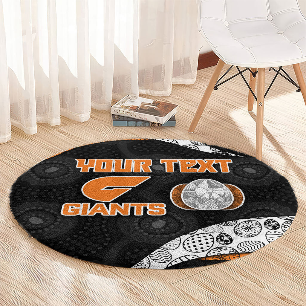 Personalized Giants Football Round Carpet Easter Egg Pattern Orange Monochrome Tribal Dot Style