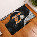Personalized Giants Football Rubber Doormat Easter Egg Pattern Orange Monochrome Tribal Dot Style