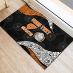 Personalized Giants Football Rubber Doormat Easter Egg Pattern Orange Monochrome Tribal Dot Style