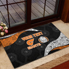 Personalized Giants Football Rubber Doormat Easter Egg Pattern Orange Monochrome Tribal Dot Style